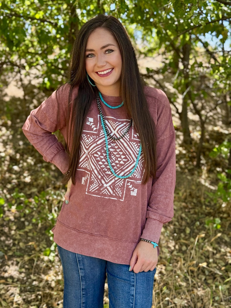 Mittoshop Star Graphic Mineral Wash Long Sleeve Top