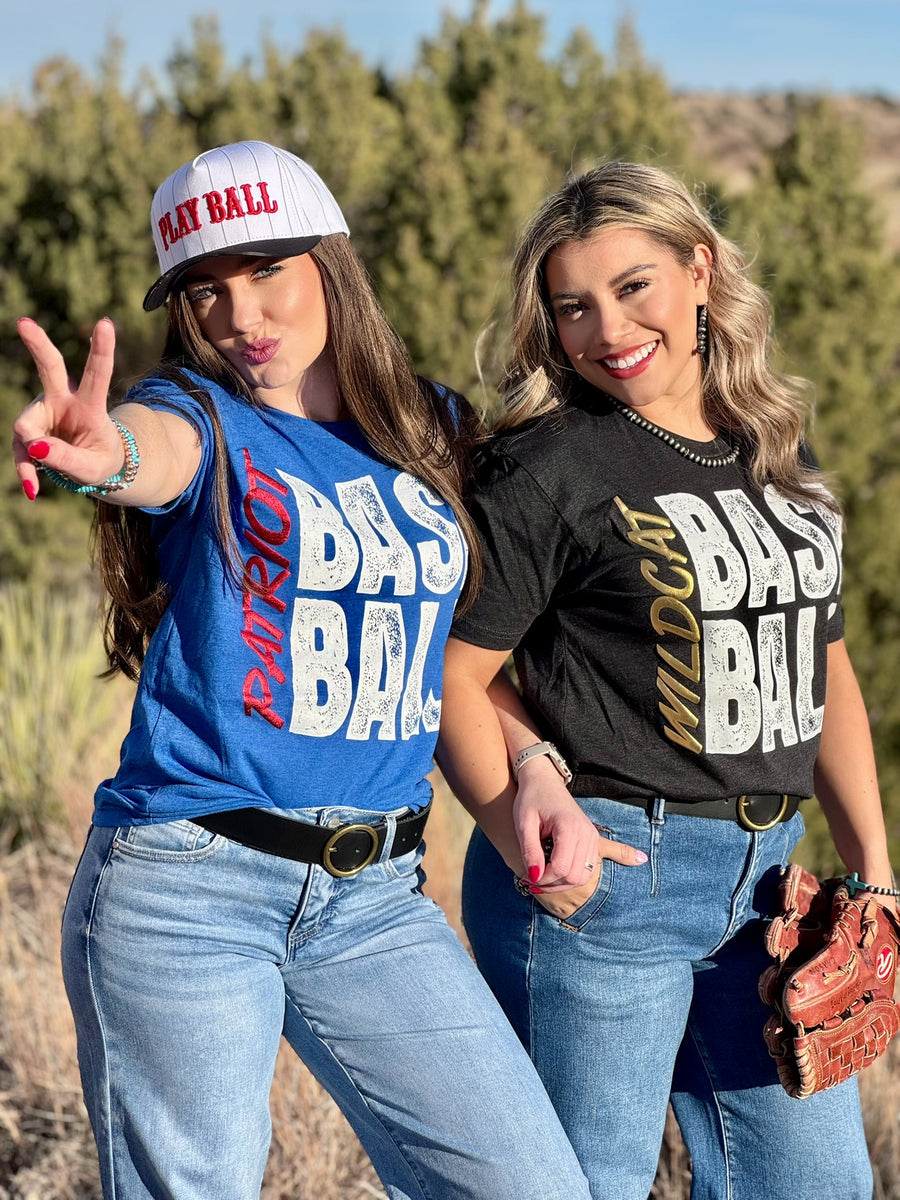 Stacked Baseball with Custom Mascot in Puff Tee – Texas True Threads