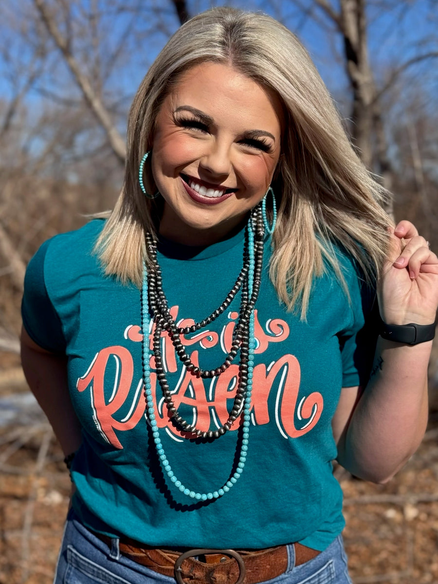 He is Risen in Coral & White Ink Tee – Texas True Threads