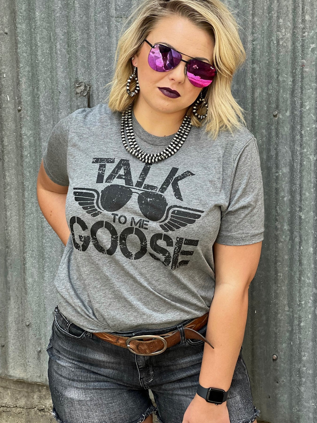 Talk To Me Goose Patriotic Graphic Tee – Twisted Magenta